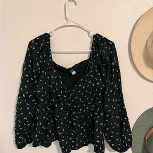 Old Navy Black Floral Blouse